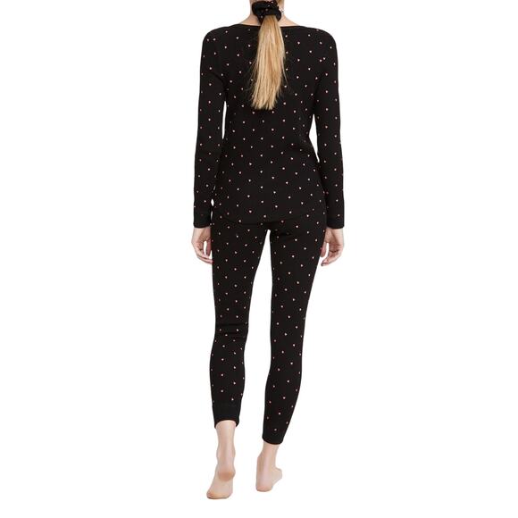 Plush Heart Print Long Sleeve Thermal Shirt and Pants Pajama Set Size XS - Picture 7 of 7